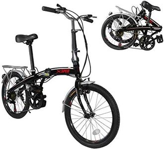 Xspec 20" 7 Speed Folding Compact City Commuter Bike, Black (NOT an Electric Bike)