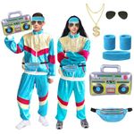 Fancyset 80s Shell Suit Fancy Dress Women Man Retro Tracksuit 80s Disco Outfit Costume Halloween Costume for Adults