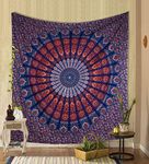 THE ART BOX Tapestry Mandala Wall Hanging Psychedelic Tapestries Indian Cotton Twin Bedspread Picnic Sheet Wall Decor Blanket Wall Art Hippie Bedroom Décor