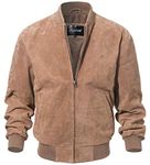 FLAVOR Men's Leather Baseball Bomber Jacket Vintage Suede Pigskin (XX-Large, Cognac)