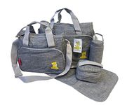 Just4baby 5pcs Waterproof Grey Large Baby Nappy Diaper Changing Bags Bag Mat 508