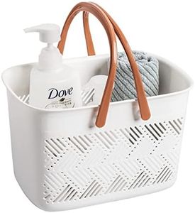 Andmey Portable shower caddy Tote, Plastic Storage Caddy Basket with Handle for College, Dorm, Bathroom, Garden, Cleaning Supplies, White