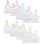 ACMEDE 8 Pieces Girls Cotton Training Bra Crop Bra Young Girls White Seamless Sports Bras Puberty Children Soft Breathable Underwear Teenage Kids Crop Vest Tops Size 8-16 Years (8-12 Years, M)