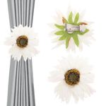 Healvian 2Pcs Sunflower Curtain Tiebacks Clips,Tie Back White Flower Curtain Holdbacks Clamp,Window Curtain Decorative Buckle Holder,Drape Holder for Window,Drape Holder Clip for Room Office Decor