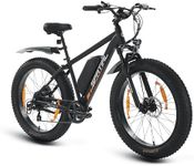 SPATIAL Electric Bike, 26" 4.0'' Fat Tire Mountain Ebike with 48V 13Ah 624 Wh Battery, Up to 104KM Range, 250W 80Nm Motor, LCD Display with 5 PAS, MTB for Adult Man and Woman (Black)