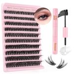 Sixstarhair Lashes Individual Cluster with Bond and Remover D Curl Cluster Lashes Kit 60D Volume Individual Eyelashes 8-16MM Wispy DIY Eyelash Extension Kit