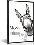 Foduuo Funny Bathroom Wall Art Decor, Black and White humorous Donkey Picture, Humor Animals Bathroom Artwork Prints Rustic Farmhouse Style Wall Decor Ready To Hang for Living Room, Bathroom, Washroom, Bedroom, Kids Bathroom Decor 12"x16"