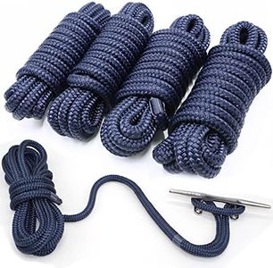 INNOCEDEAR 4 Pack 1/2” X 15’ Dock Lines|Marine-Grade Double-Braided Nylon Dock Line with 12” Eyelet.Hi-Performance Boat Rope Mooring Rope Dock Line