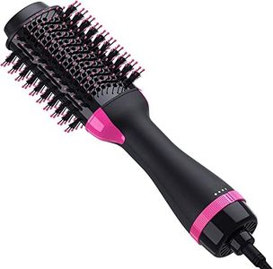 BRITSPEAR BR-8795 4 In 1 Professional 1000Watts Hot Air Hair Dryer Brush Curler And Hair Straightener And Ion Ceramic Electric Blow Rotating Straightener and Curly Comb Styler Volumizer Brush-Black
