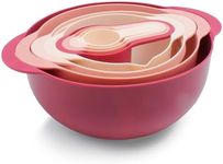 COOK WITH COLOR Nesting Bowls with Measuring Cups Colander and Sifter Set - Includes Mixing Bowls, Colander, Sifter and Measuring Cups, Rose, 8 Pc Bowl