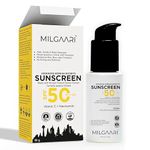 Milgaari Advance Korean Secrets Sunscreen SPF 50PA++ Gel Vitamin C + Niacinamide | Lightweight | UVA/UVB & Blue Light Protection | 3 In 1 Sunscreen + Higher Protection | For Even Toned & Glowing Skin | No white-cast | For All Skin Types - 50g Pack of 1