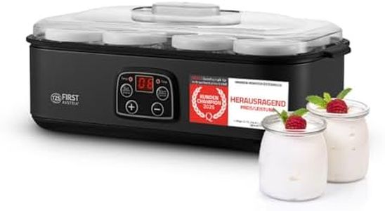TZS First Austria - Joghurtbereiter 25W inkl. 8 Glasbehälter à 180 ml für bis 1,4L selbstgemachten Joghurt - Yogurt Maker mit Temperatur 20-55°C, Abschaltautomatik & LCD-Display - Joghurtmaschine grau