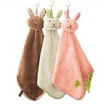 CLUZE Microfiber Wash Basin Hanging Rabbit Theme Hand Kitchen Towel Napkin with Ties | Soft Hanging Hand Towel for Bathroom & Kitchen 400 GSM -Set of 6