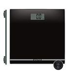 Salter 9205 BK3R Digital Bathroom Scale – Large Display Electronic Weighing Scales For Body Weight, Toughened Glass Platform, Lightweight, Instant Readings, Carpet Feet & Batteries Included, Black