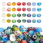 PH PandaHall 100 pcs Silver Lampwork Glass Beads Jewellery Charm Bracelets Necklace