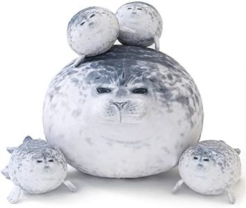 SQEQE Chubby Seal Pillow Plush with 4 Baby Seal Plushies in her Tummy, Stuffed Cotton Plush Animal Toy Gift for Kids