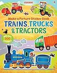 Trains, Truck & Tractors (Usborne Make a Picture Sticker Book): 1