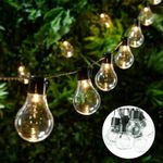 20 Bulb Retro Solar String Lights Outdoor Garden LED Festoon Party Globe Lamps