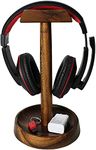 UHUD CRAFTS Headphone Tabletop Stand, Wooden Headphone Holder for Gamers & Music Lovers, Computer Table/Desk Organizer Headset Stand with Solid Heavy Base for All Headphones Size (Natural)