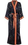 Aensso long soft silk y kimono robe