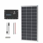 Renogy 100W Solar Panel Kit 12V RV Solar Panel System Off-Grid with 30A PWM Charge Controller Charging for 12V Battery, Suitable for Camper Travel Trailer RV