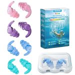 Kids Swimming Ear Plugs, 4 Pairs Waterproof Silicone Reusable Earplugs, Ear Protection for Showering Swimming Bathing Surfing for Children 4-12 Years Old