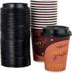 Avant Grub 100 Pack 12 Oz Restaurant Grade Paper Coffee Drinking Cup With Recyclable Dome Lids. Durable, BPA Free Disposable Designer Cups For Hot Drinks At Kiosks, Shops, Cafes