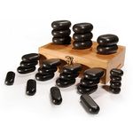 Master Massage Hot Stone Set 100% Basalt Rocks for SPA Body Massage with Bamboo Box (28pcs)