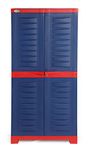 Supreme Fusion Multi Purpose Plastic Cupboard for Home (Medium Size, Coke Red & Blue)