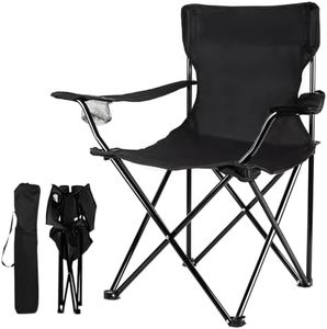 LEFAFA Camping Chair, Portable Folding Chair with Cup Holder and Carry Bag, Heavy Duty Support 130kg, Outdoor Chair for Camping, Beach, and Sports