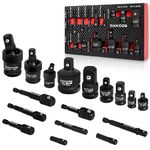 DAKCOS 17 PCS Impact Socket Adapter Set, Extension Set Drill into High Speed Nut Drill 1/4"-3/8"-3/4"-1/2" Drive, CR-MO