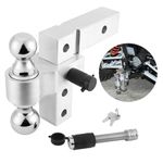 KEMIMOTO Adjustable Trailer Hitch, Fits 2 inch Receiver, 6 Inch Drop Hitch, Aluminum Tow Hitch Ball Mount, 2 and 2-5/16 inch Tow Balls/Double Pin Key Locks for Trucks Cars UTV ATV