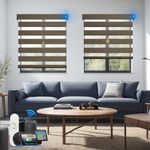 Blindify Motorized Zebra Blinds with Remote, Work with HomeKit Alexa, Light Filtering Window Blinds for Modern Homes Cordless Shades Customsize(90% Blackout Wide Brown)
