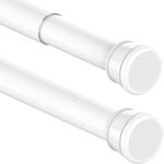 1PC Shower Curtain Pole No Screws Curtain Pole No Drilling Tension Rod Curtain Poles Extendable for Window, Bathroom, Wardrobe 170-255CM/66.93-100.39Inch(White, Diameter:25mm)