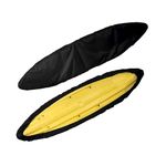 J&C Kayak Covers for Outdoor Storage Waterproof Canoe Cover Dust Proof Fits 8ft 10ft 12ft 13ft 14ft 15 16 17 18ft 19 ft 210D Polyester Anti Sunlight Fishing Boat Protector 1 Pack Black (15.1 - 16.4ft)