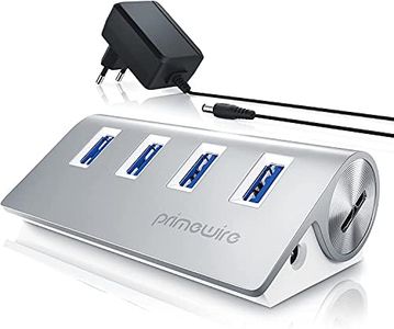 Primewire - Hub 4 Ports USB 3.0 Actif, USB 3.2 Gen.1 Hub USB 3.0 alimenté multiprise USB Dock – Hub 4 en 1 pour PC Laptop Notbook Ultrabook MacBook, SuperSpeed jusqu'à 5 Gbps - Aluminium - Plug & Play
