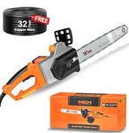 DVI Electric Chainsaw With 18-Inch Guide Bar With 2300 W High Power Motor With Low-Kickback System | Perfect For Cutting Wood, Pruning and Harvesting Firewood | With Free 32 Feet Wire