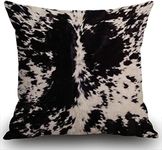 Smooffly Double Sided Cowhide Print Cushion Cover, Black & White Cow Spots Pattern Printed Throw Pillow Cover Pillow Case 18 X 18 Inches for Home Living Room Sofa Garden Couch Car 45X45CM