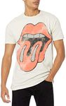 Bravado Men's Rolling Stones Vintage Tongue T Shirt, Cream, Large