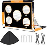 EXTFANS 2 in 1 Kids Football Goal, Pop up Football Net with Target Goal, 4 U-Shaped Steel Stakes and Carry Bag, Soccer Goal for Boys Outdoor Garden Training Gifts (4FT*3FT)