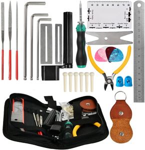 Guitar Tool Kits, 28Pcs Repair Setup Maintenance Adjustments with Carry Bag DIY for Electric Guitar, Ukulele, Bass Banjo & Other Stringed Instruments Beginner Professionals Luthier Easy Use