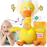 13" Talking Dancing Duck, Repeating What You Say Mimicking Recording Plush Baby Toy Musical English Songs Singing Talking Glowing Animated Twisting Gifts of Lighting Up Funny Toys for Boys Kids