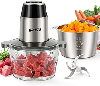 GANIZA Food Processors, Electric Chopper with Meat Grinder & Veggie Chopper - 2 Bowls (8 Cup+8 Cup) with Powerful 450W Copper Motor - Includes 2 Sets of Bi-Level Blades for Baby Food