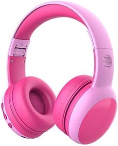 Gorsun Auriculares Bluetooth para niños, Auriculares Plegable para niños con 85dB Volumen Limitado, Auriculares Ajustable y Plegable con micrófono, niñas y niños - Rosa New Version