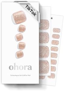 ohora Semi Cured Gel Pedi Strips (P Diamant) - Nude, Glitter, Works with Any UV/LED Lamps, Salon-Quality, Long Lasting, Easy to Apply & Remove - Includes 2 Prep Pads, Nail File & Wooden Stick