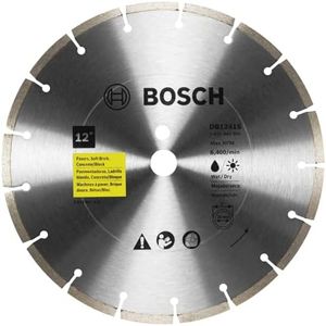 BOSCH DB1241S 12 in. Standard Segmented Rim Diamond Blade with 1 in. Arbor for Universal Rough Cut Wet/Dry Cutting Applications in Pavers, Soft Brick, Concrete/Block