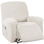 Turquoize Stretch Recliner Chair Cover Recliner Covers Slipcovers 1-Piece Durable Soft Jacquard Sofa Furniture Cover Form Fit Stylish Recliner Slipcover/Protector, Machine Washable, Ivory