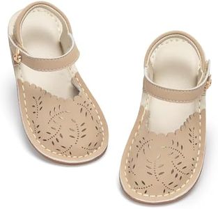 THEE BRON Girls Comfort Sandals Kids Shoes Sandals Filles Sandales(AA552 Toddler,Beige/8M)