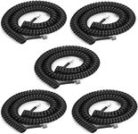 5 Pack Phone Cord Landline8Ft Uncoiled / 1.4Ft Coiled Landline Phone Handset Cable RJ9 4P4C Telephone Accessory- Black