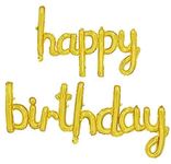 Rozi Decoration Cursive Foil Letters Handwriting Design Script happy birthday Foil Balloon (Gold)